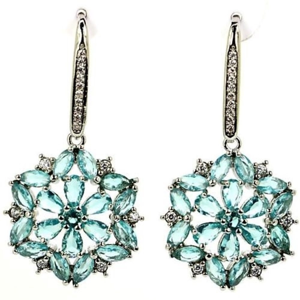 Aquamarine Gemstone Earrings Silver. 925 - Picture 1 of 2